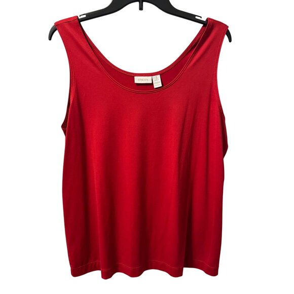 Chicos Red Sleeveless Tank Top Size XL Nylon/Spandex Blend Womens - Picture 1 of 12